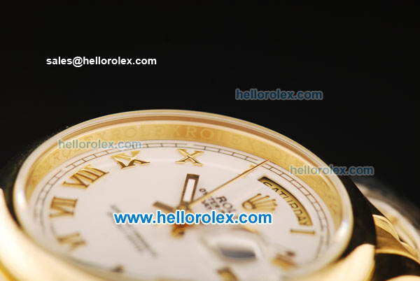 Rolex Day-Date Oyster Perpetual Automatic Full Gold with White Dial - Click Image to Close